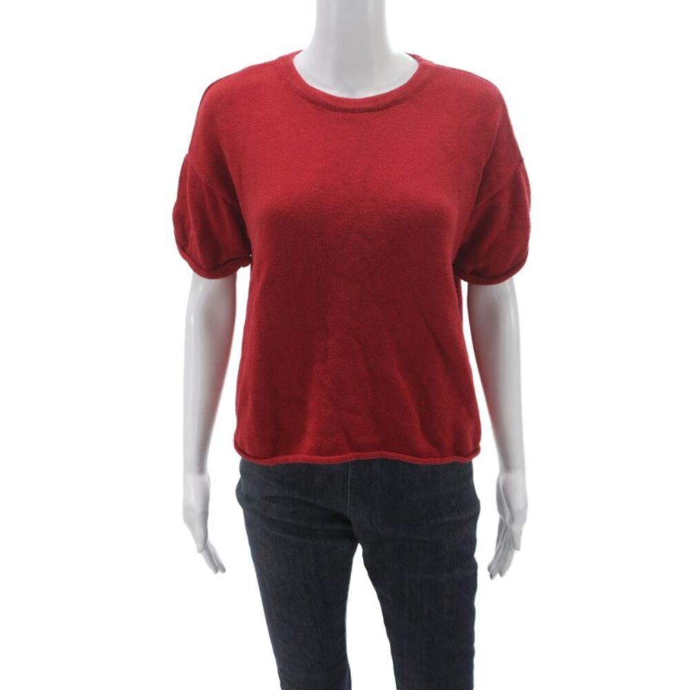 FP Beach Women Pullover Red Crew Neck Cotton Short Sleeve Size S
